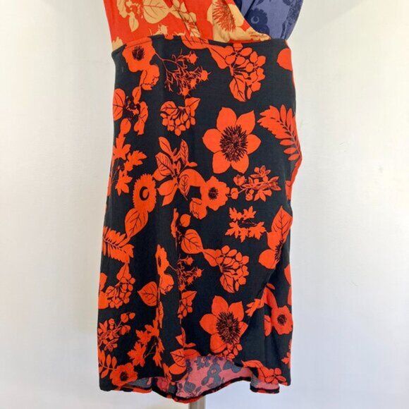 Sz EU40- Desigual Vevey Short Sleeve Abstract Floral Multicolor Midi Wrap Dress - Picture 4 of 16